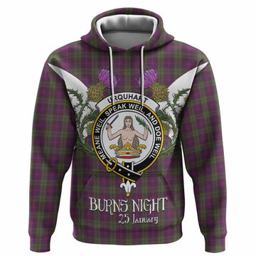 Urquhart Tartan Family Crest Hoodie Scottish Burns Night Thistle Floral