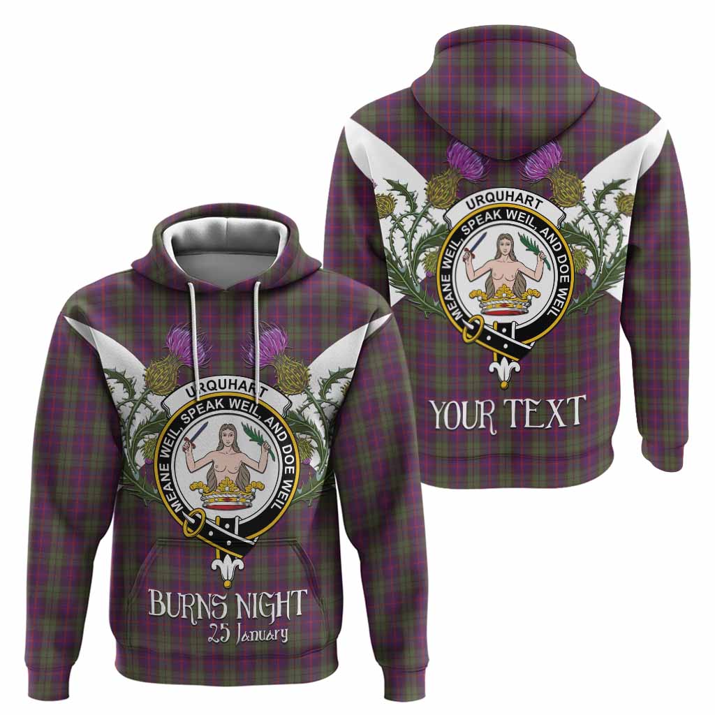 Urquhart Tartan Family Crest Hoodie Scottish Burns Night Thistle Floral