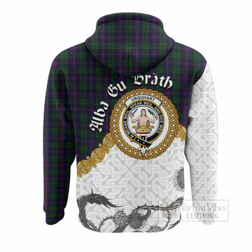 Urquhart Tartan Family Crest Hoodie Scottish Highland Warrior Celtic Knot Thistle