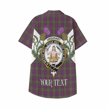 Urquhart Tartan Family Crest Kid Hawaiian Shirt Scottish Burns Night Thistle Floral