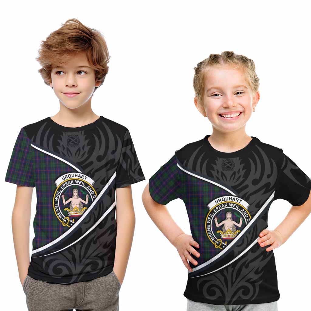 Urquhart Tartan Family Crest Kid T-shirt Celtic Scottish Thistle Floral - Tartan Vibes Clothing