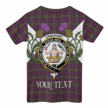 Urquhart Tartan Family Crest Kid T-shirt Scottish Burns Night Thistle Floral
