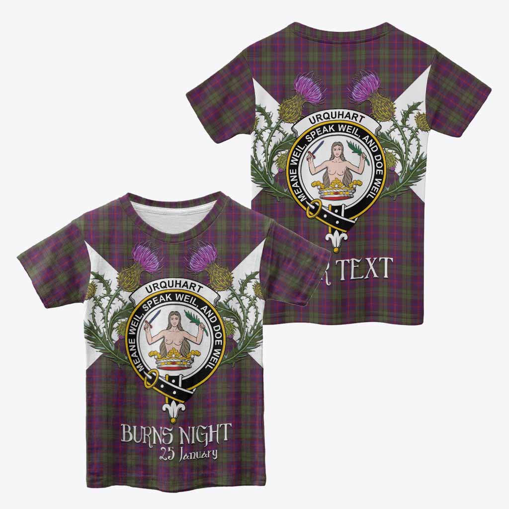 Urquhart Tartan Family Crest Kid T-shirt Scottish Burns Night Thistle Floral