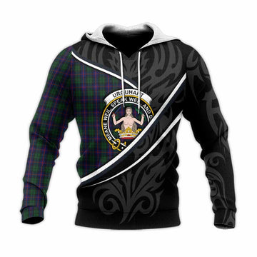 Urquhart Tartan Family Crest Knitted Hoodie Celtic Scottish Thistle Floral