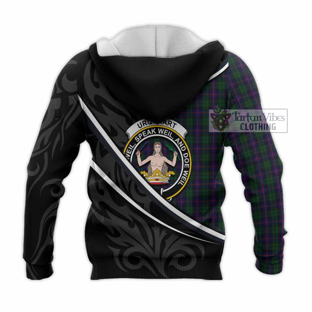 Urquhart Tartan Family Crest Knitted Hoodie Celtic Scottish Thistle Floral - Tartan Vibes Clothing