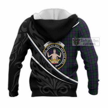Urquhart Tartan Family Crest Knitted Hoodie Celtic Scottish Thistle Floral
