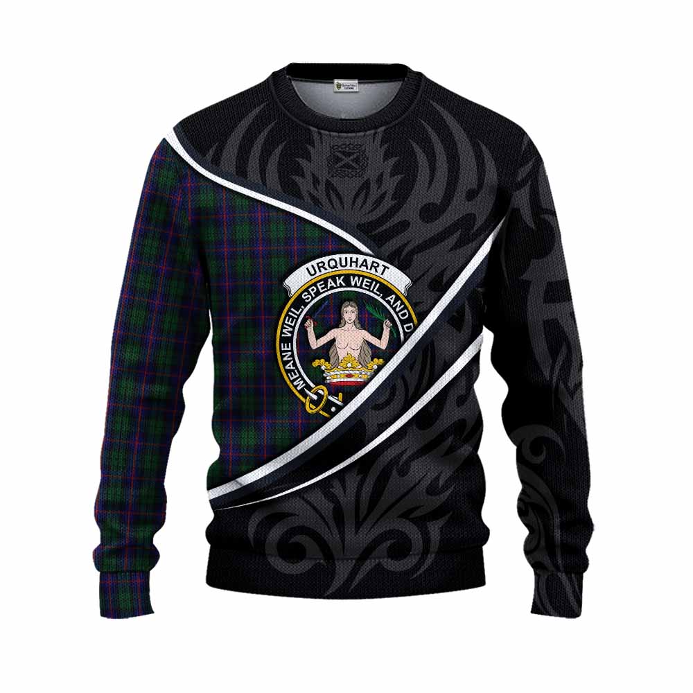Urquhart Tartan Family Crest Knitted Sweater Celtic Scottish Thistle Floral - Tartan Vibes Clothing