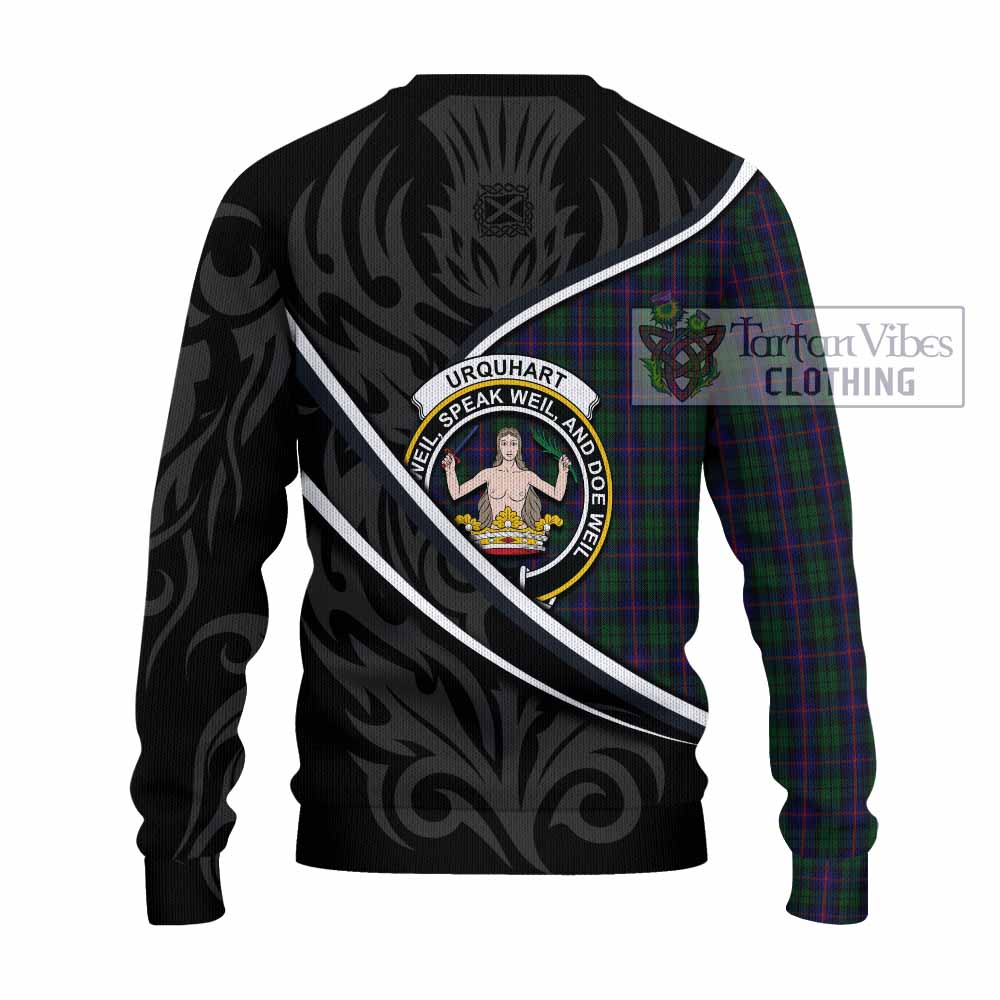 Urquhart Tartan Family Crest Knitted Sweater Celtic Scottish Thistle Floral - Tartan Vibes Clothing