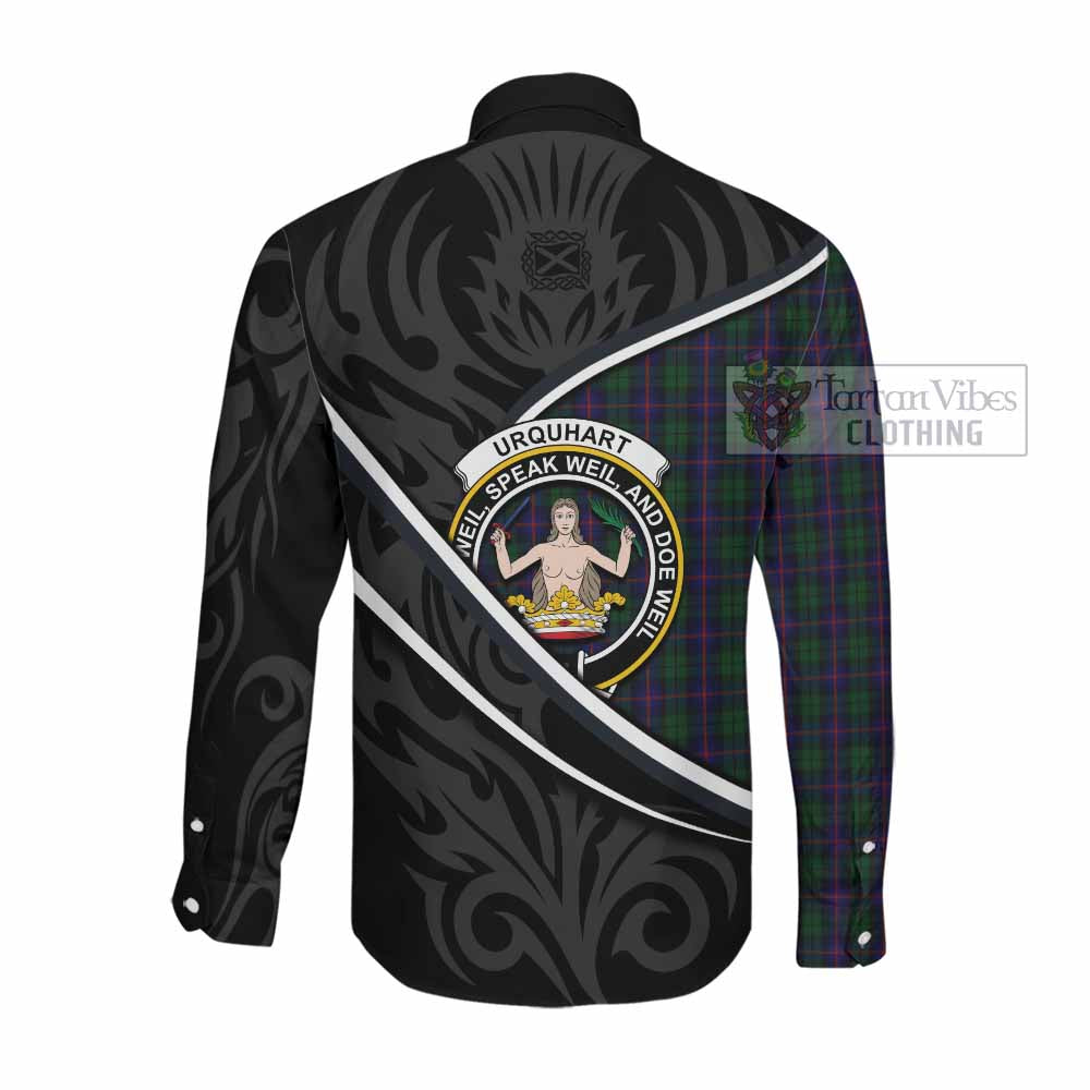 Urquhart Tartan Family Crest Long Sleeve Button Shirts Celtic Scottish Thistle Floral - Tartan Vibes Clothing