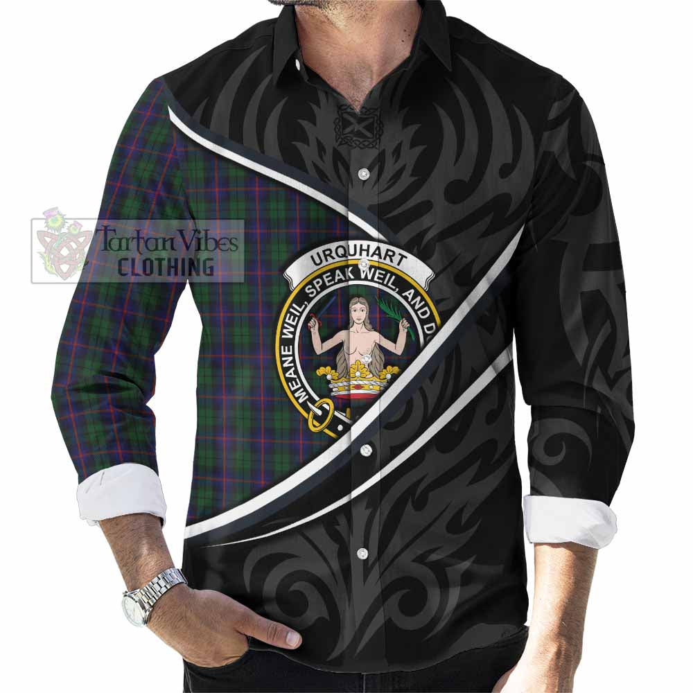 Urquhart Tartan Family Crest Long Sleeve Button Shirts Celtic Scottish Thistle Floral - Tartan Vibes Clothing