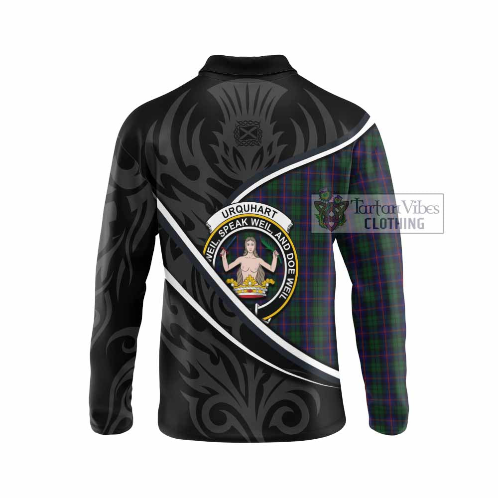 Urquhart Tartan Family Crest Long Sleeve Polo Shirt Celtic Scottish Thistle Floral - Tartan Vibes Clothing