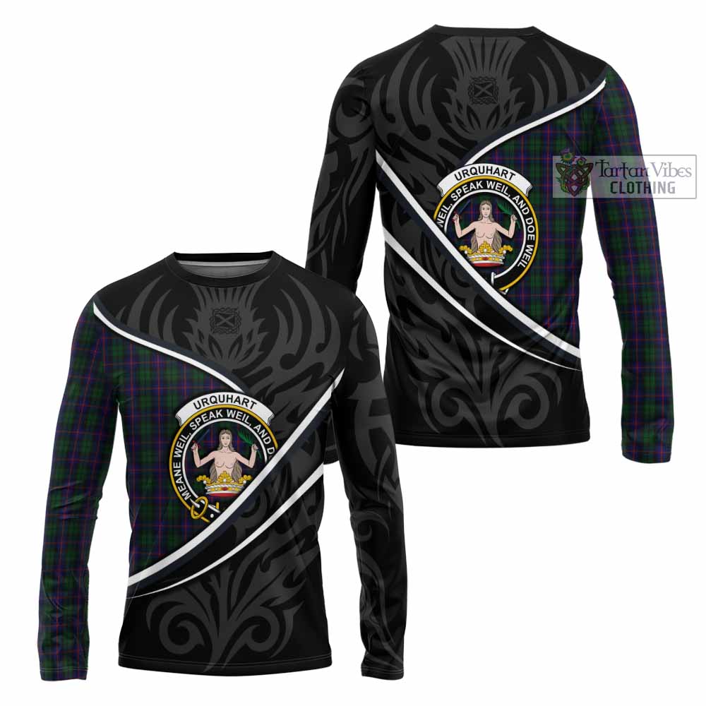 Urquhart Tartan Family Crest Long Sleeve T-Shirt Celtic Scottish Thistle Floral - Tartan Vibes Clothing