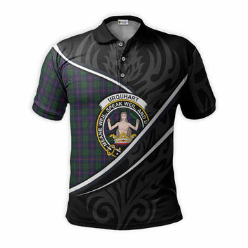 Urquhart Tartan Family Crest Polo Shirt Celtic Scottish Thistle Floral