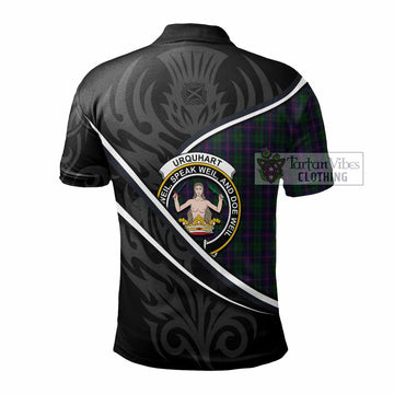 Urquhart Tartan Family Crest Polo Shirt Celtic Scottish Thistle Floral