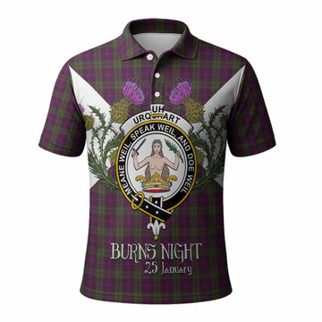 Urquhart Tartan Family Crest Polo Shirt Scottish Burns Night Thistle Floral