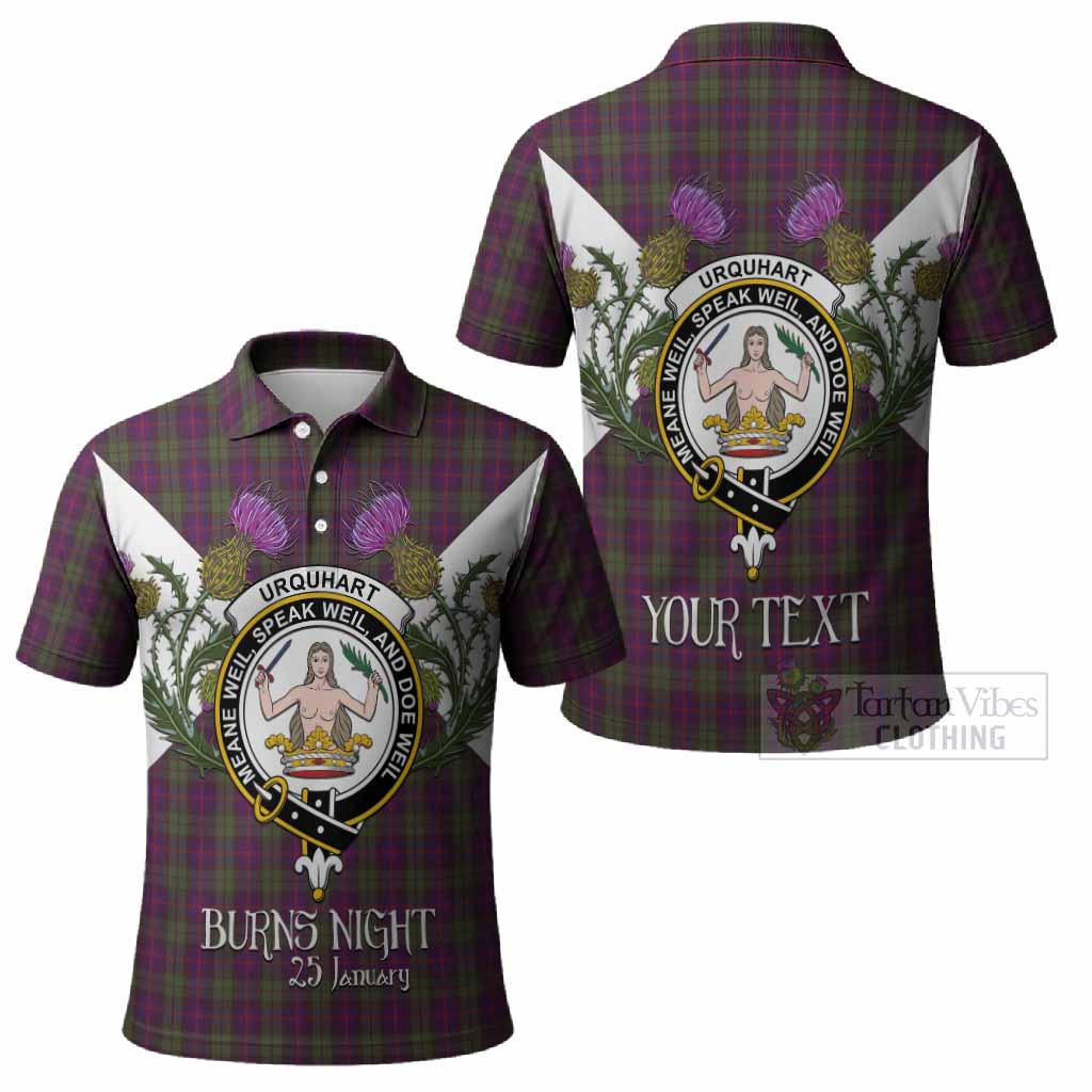 Urquhart Tartan Family Crest Polo Shirt Scottish Burns Night Thistle Floral