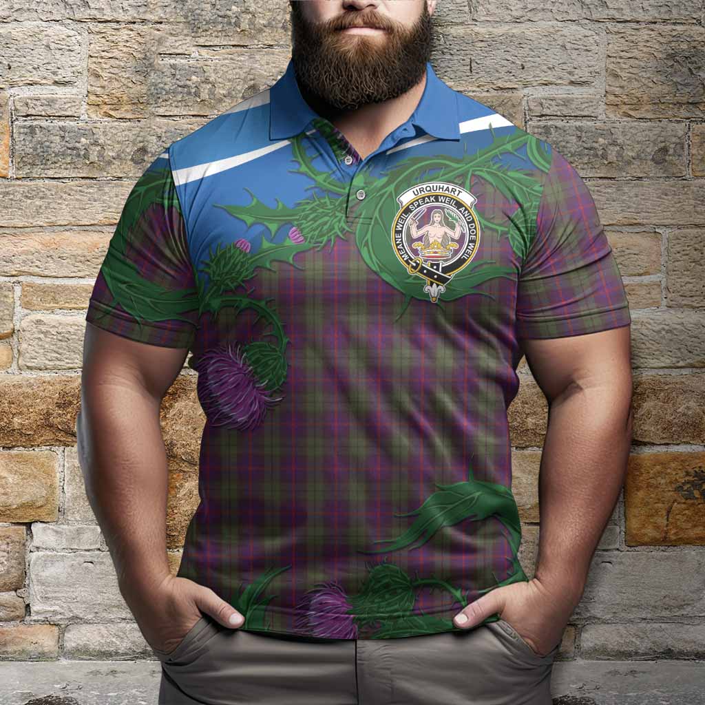 Urquhart Tartan Family Crest Polo Shirt Thistle in Minimalism