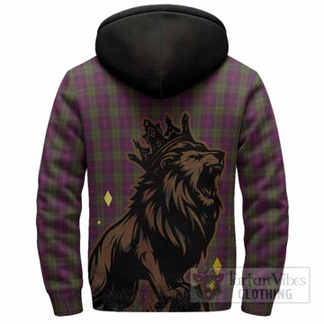 Urquhart Tartan Family Crest Sherpa Hoodie Crowned Lion Roaring