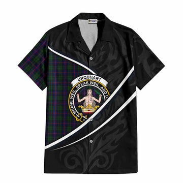 Urquhart Tartan Family Crest Short Sleeve Button Shirt Celtic Scottish Thistle Floral - Tartan Vibes Clothing