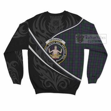 Urquhart Tartan Family Crest Sweatshirt Celtic Scottish Thistle Floral