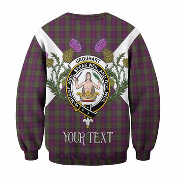 Urquhart Tartan Family Crest Sweatshirt Scottish Burns Night Thistle Floral