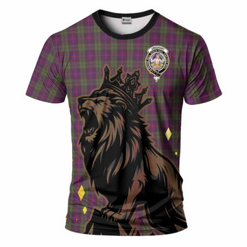 Urquhart Tartan Family Crest T-Shirt Crowned Lion Roaring