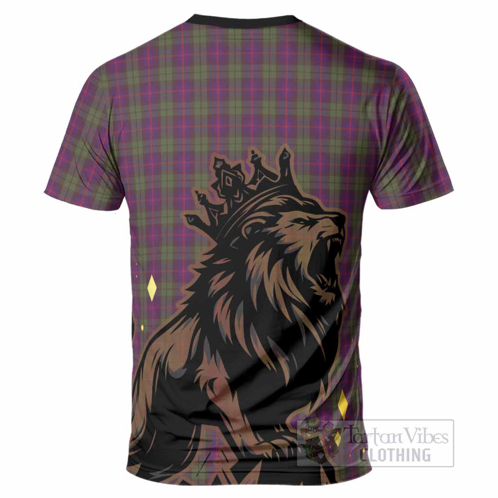 Urquhart Tartan Family Crest T-Shirt Crowned Lion Roaring