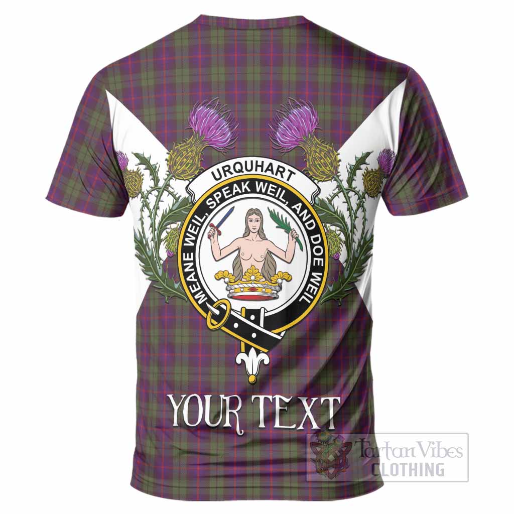 Urquhart Tartan Family Crest T-Shirt Scottish Burns Night Thistle Floral