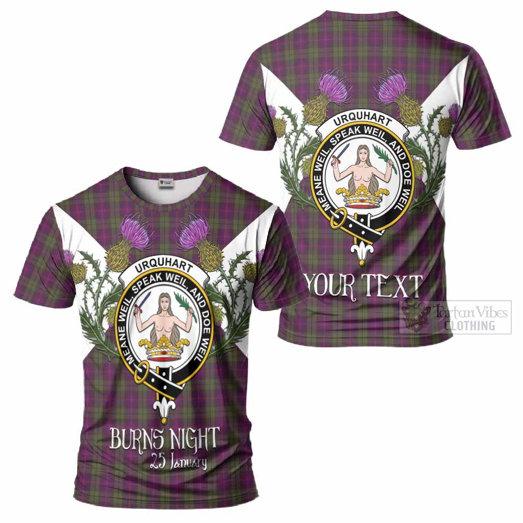 Urquhart Tartan Family Crest T-Shirt Scottish Burns Night Thistle Floral