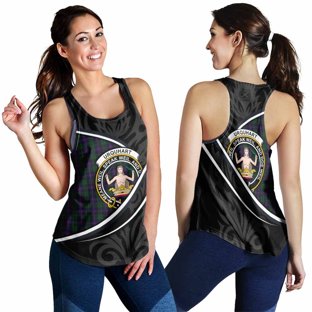 Urquhart Tartan Family Crest Women Racerback Tanks Celtic Scottish Thistle Floral - Tartan Vibes Clothing