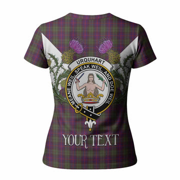 Urquhart Tartan Family Crest Women T shirt Scottish Burns Night Thistle Floral