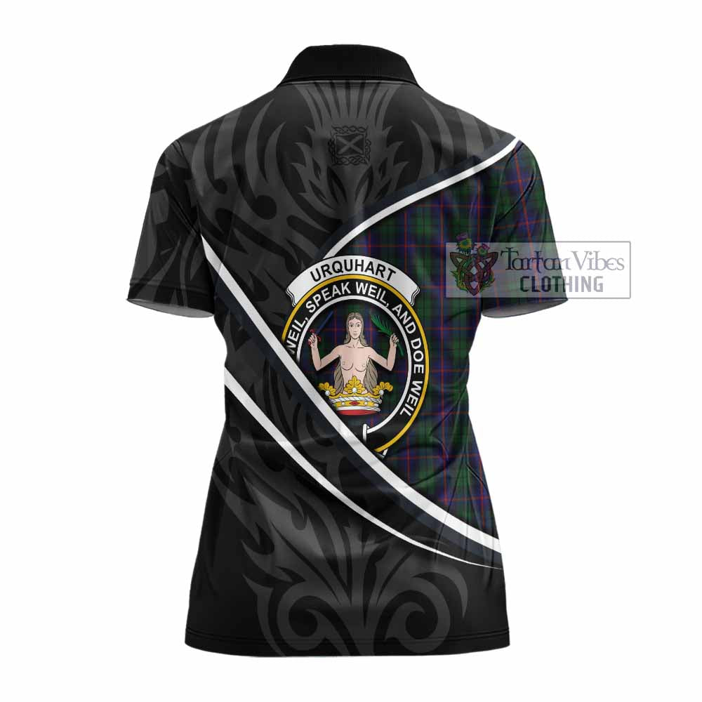 Urquhart Tartan Family Crest Women's Polo Shirt Celtic Scottish Thistle Floral - Tartan Vibes Clothing