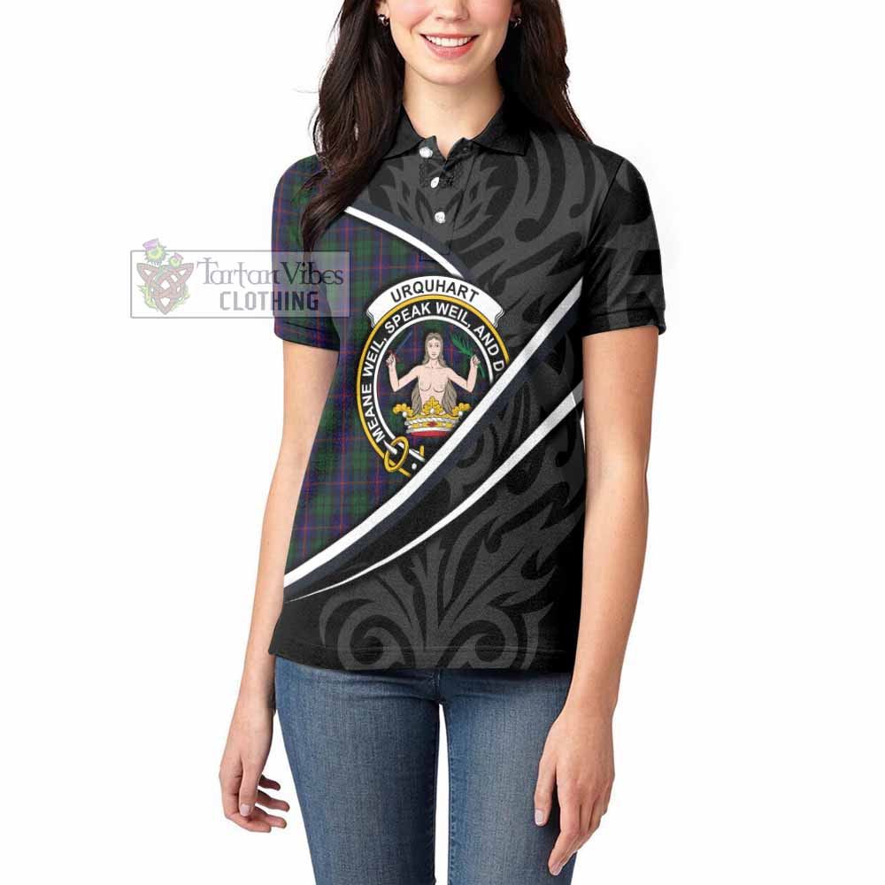 Urquhart Tartan Family Crest Women's Polo Shirt Celtic Scottish Thistle Floral - Tartan Vibes Clothing