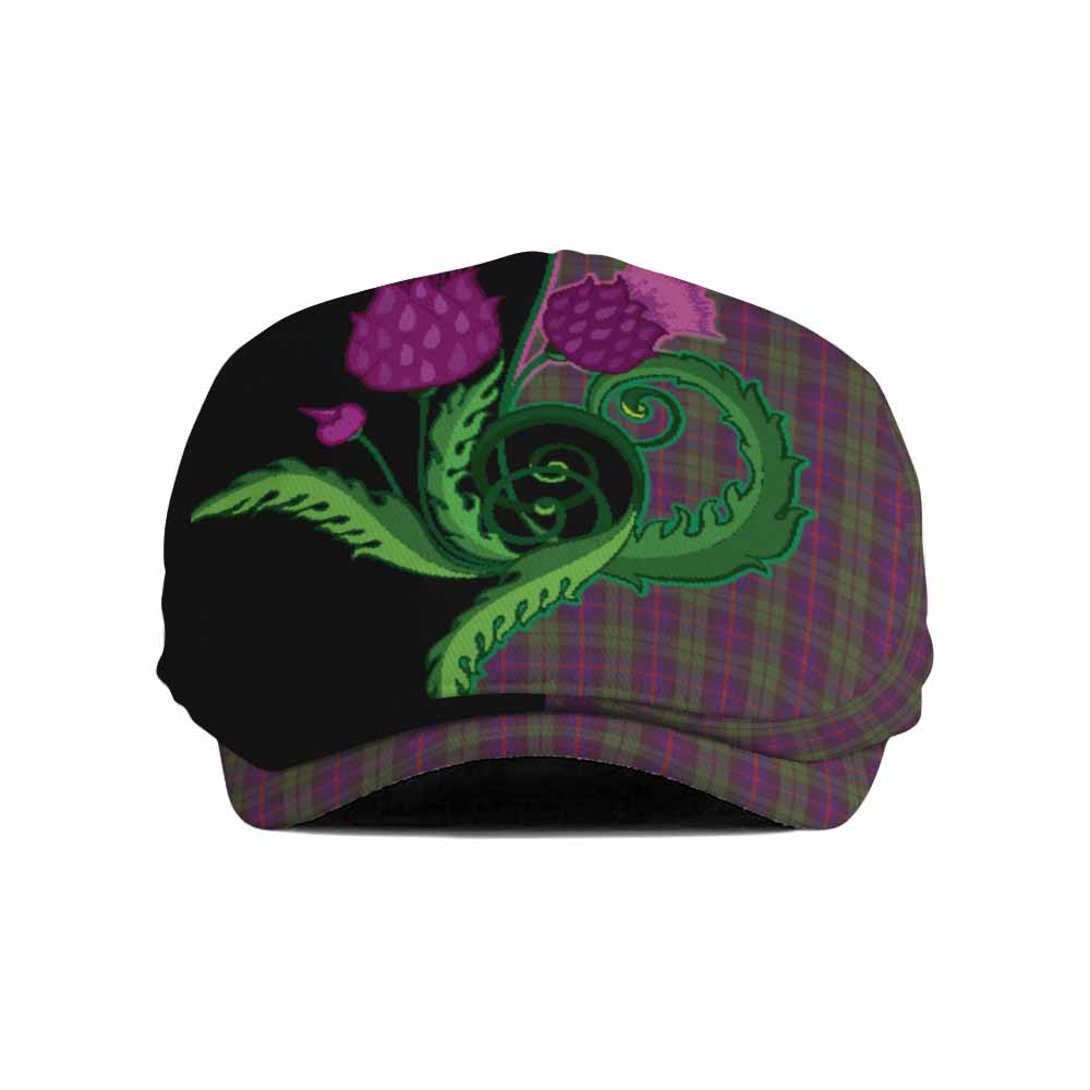 Urquhart Tartan Flat Cap, Jeff Cap Traditional Scottish Thistle