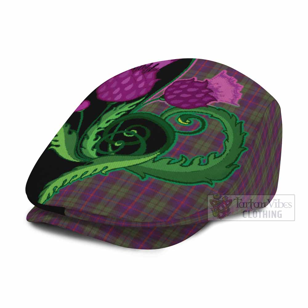 Urquhart Tartan Flat Cap, Jeff Cap Traditional Scottish Thistle