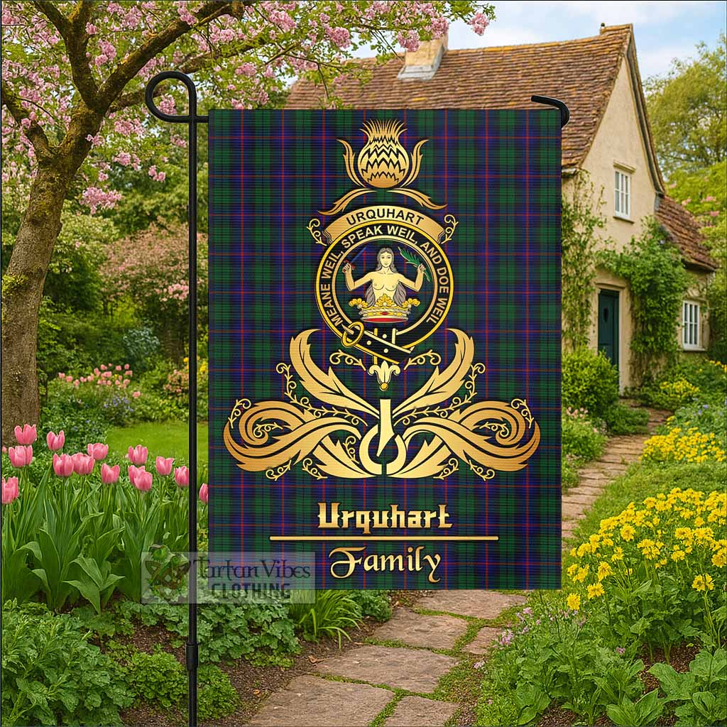 Urquhart Tartan Garden Flag with Highland Thistle Cherish Family Crest Style - Tartan Vibes Clothing