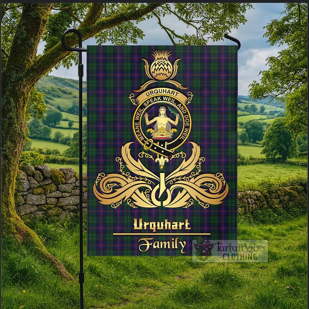 Urquhart Tartan Garden Flag with Highland Thistle Cherish Family Crest Style - Tartan Vibes Clothing
