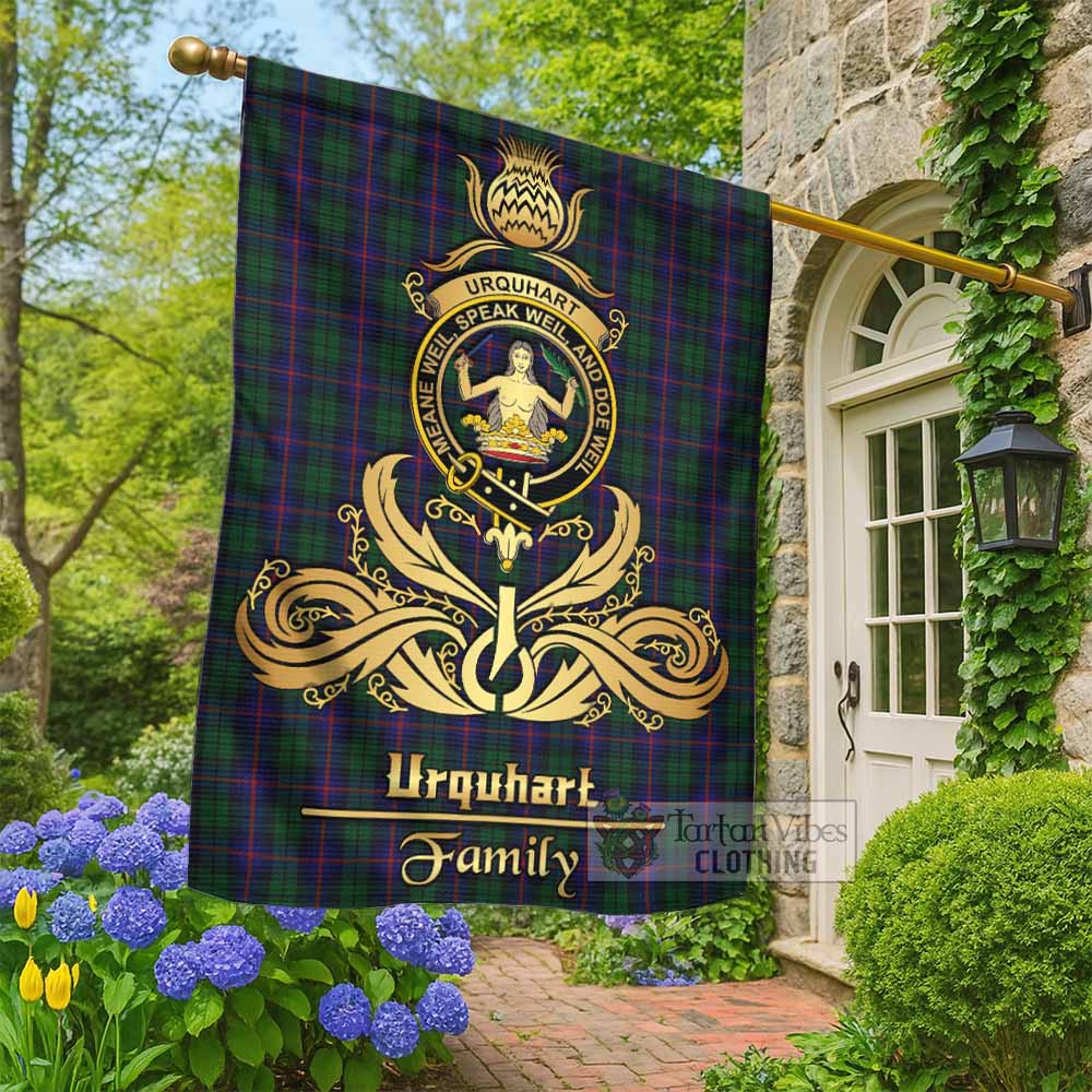 Urquhart Tartan Garden Flag with Highland Thistle Cherish Family Crest Style - Tartan Vibes Clothing