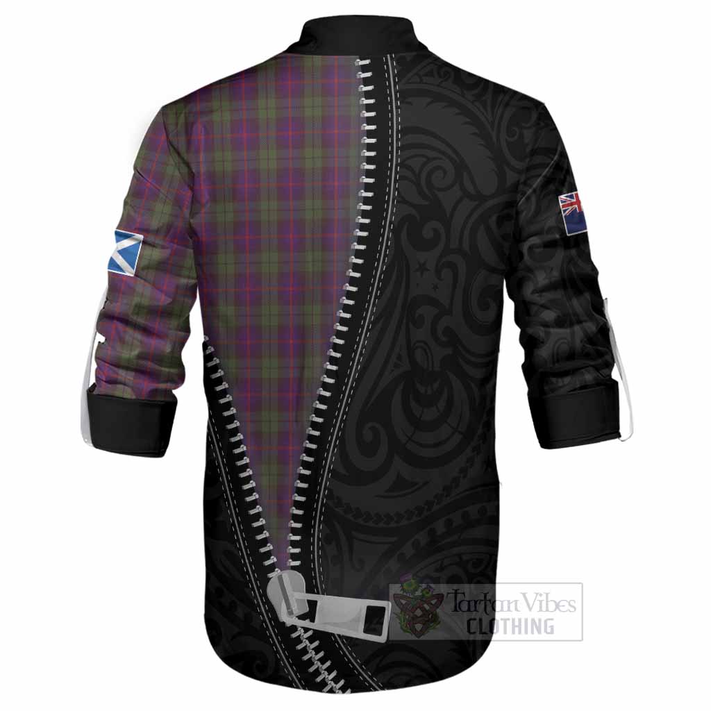 Urquhart Tartan Ghillie Shirt New Zealand Pattern Unique Zipper Stylized