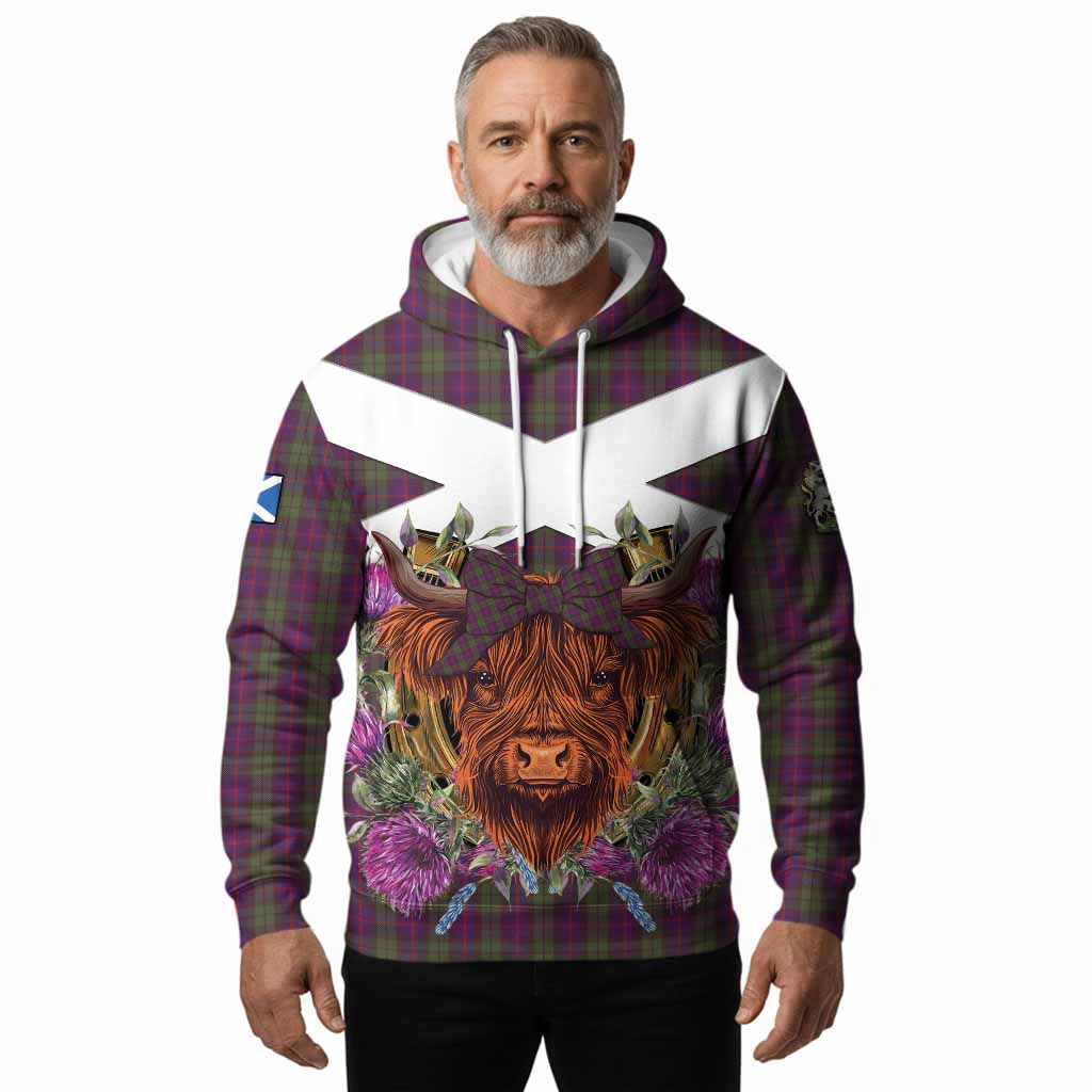 Urquhart Tartan Hoodie Scottish Thistle Heilan Coo