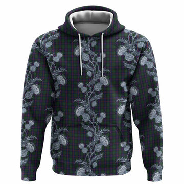 Urquhart Tartan Hoodie Seamless Scottish Thistle Flowers
