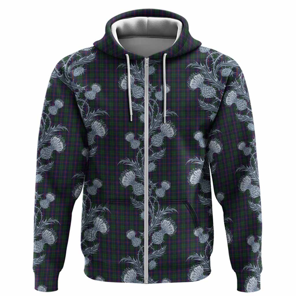 Urquhart Tartan Hoodie Seamless Scottish Thistle Flowers