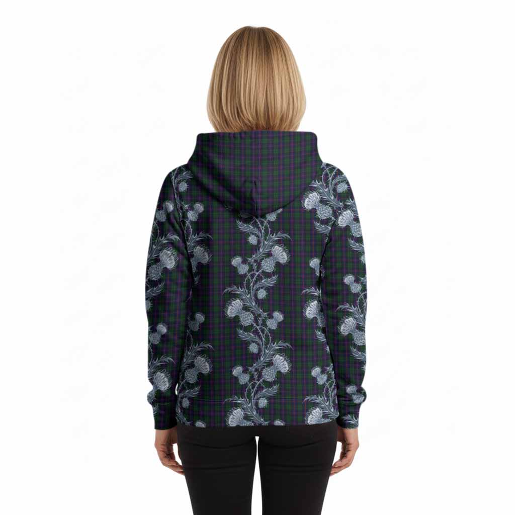 Urquhart Tartan Hoodie Seamless Scottish Thistle Flowers