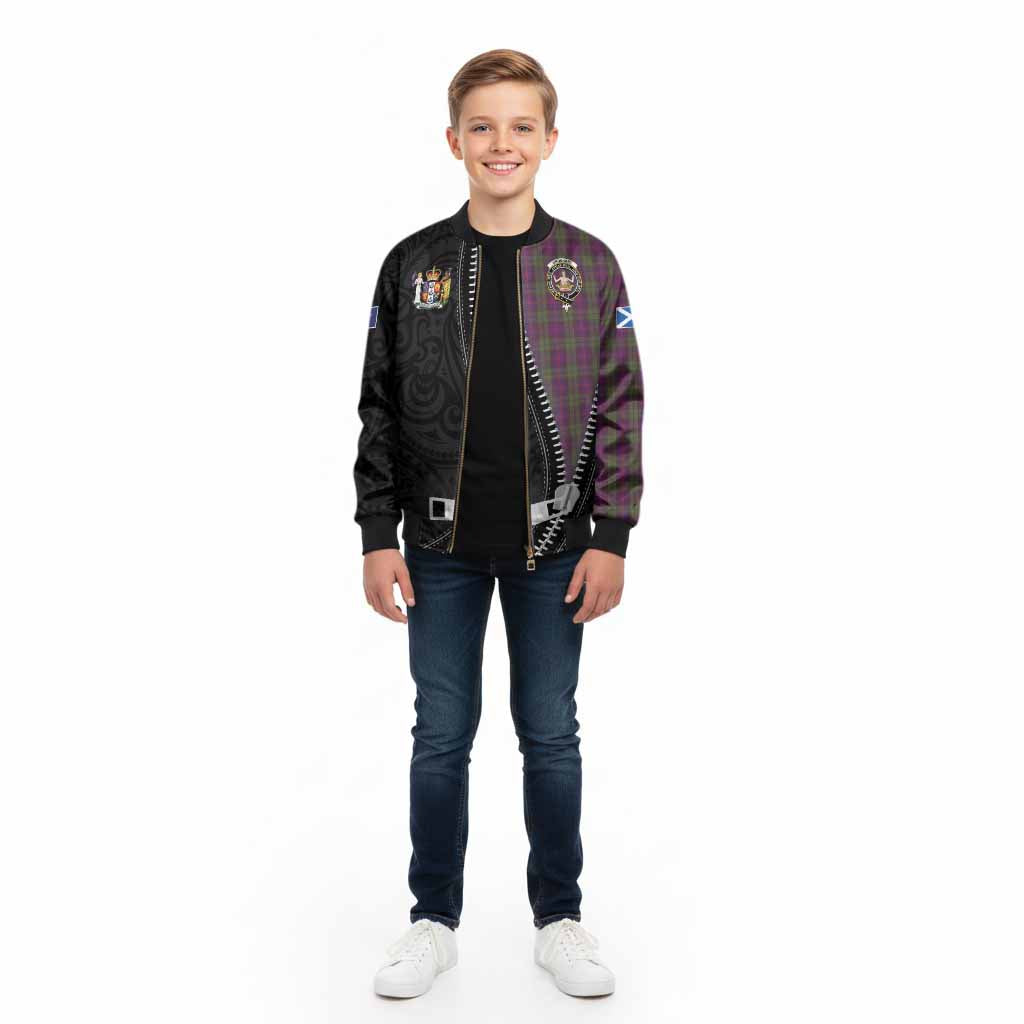 Urquhart Tartan Kid Bomber Jacket New Zealand Pattern Unique Zipper Stylized