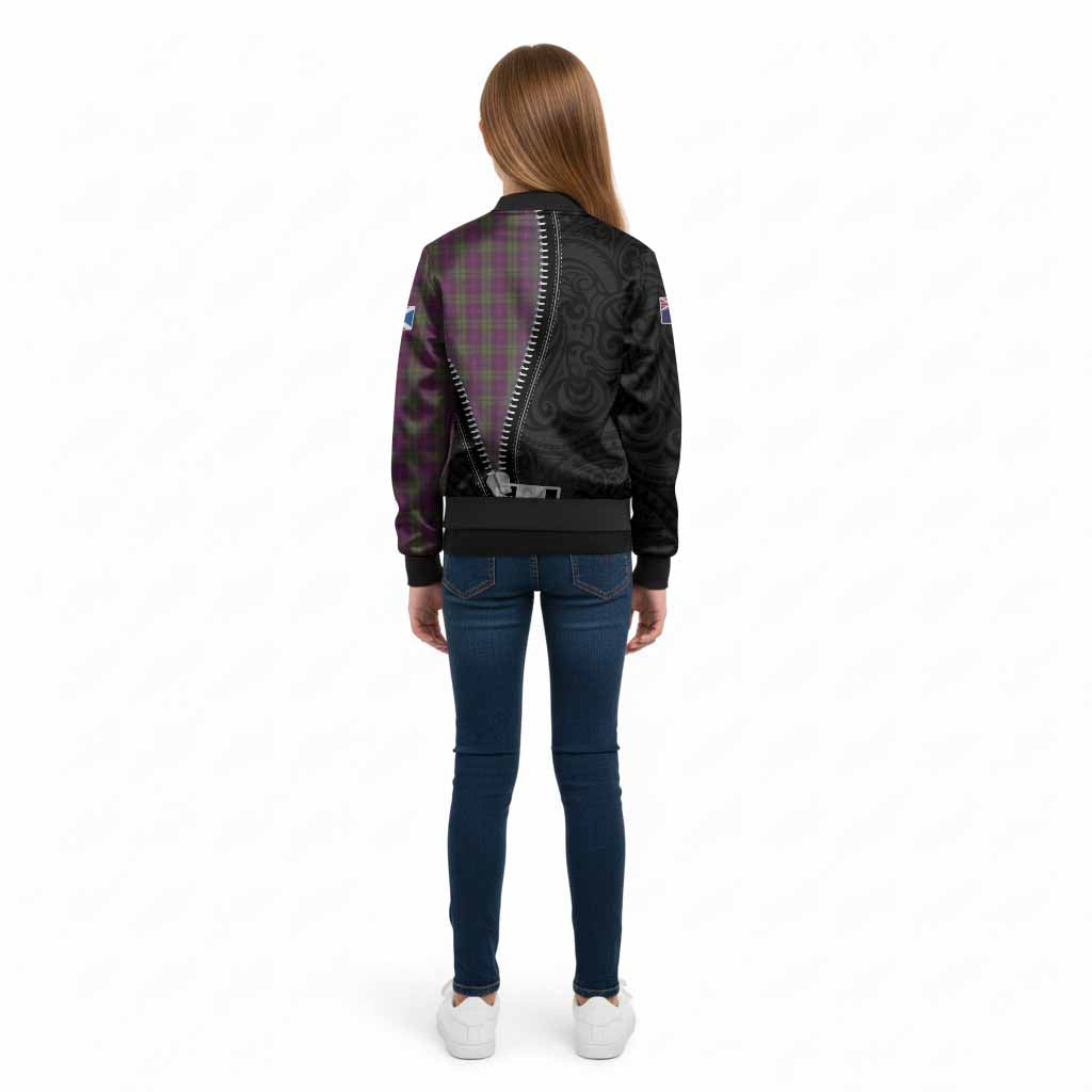 Urquhart Tartan Kid Bomber Jacket New Zealand Pattern Unique Zipper Stylized