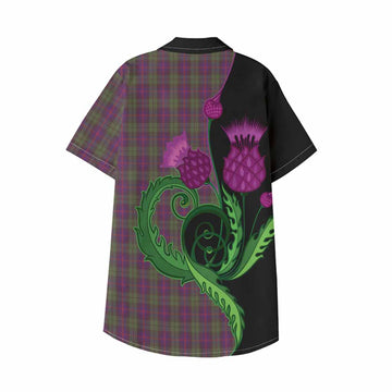 Urquhart Tartan Kid Hawaiian Shirt Traditional Scottish Thistle