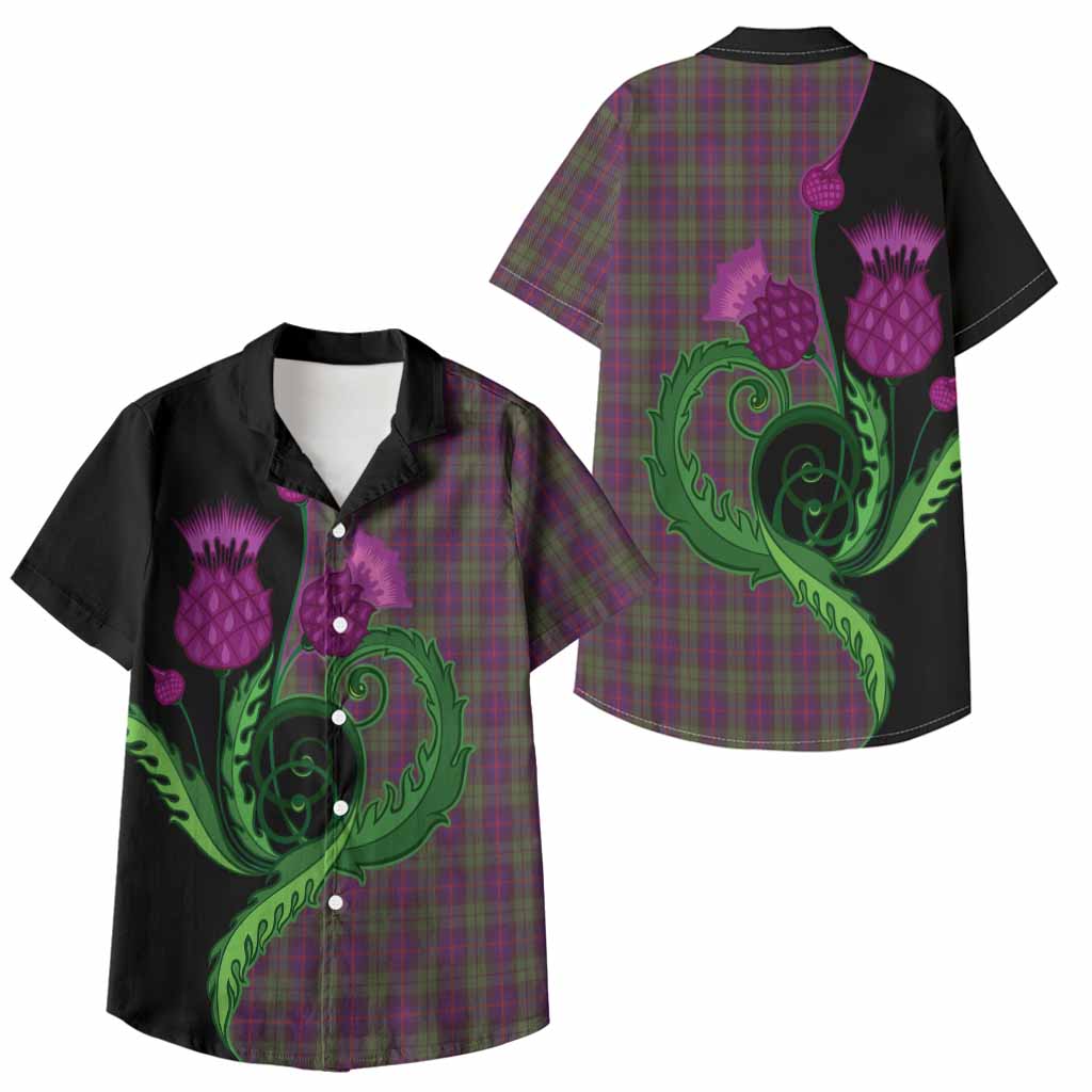 Urquhart Tartan Kid Hawaiian Shirt Traditional Scottish Thistle