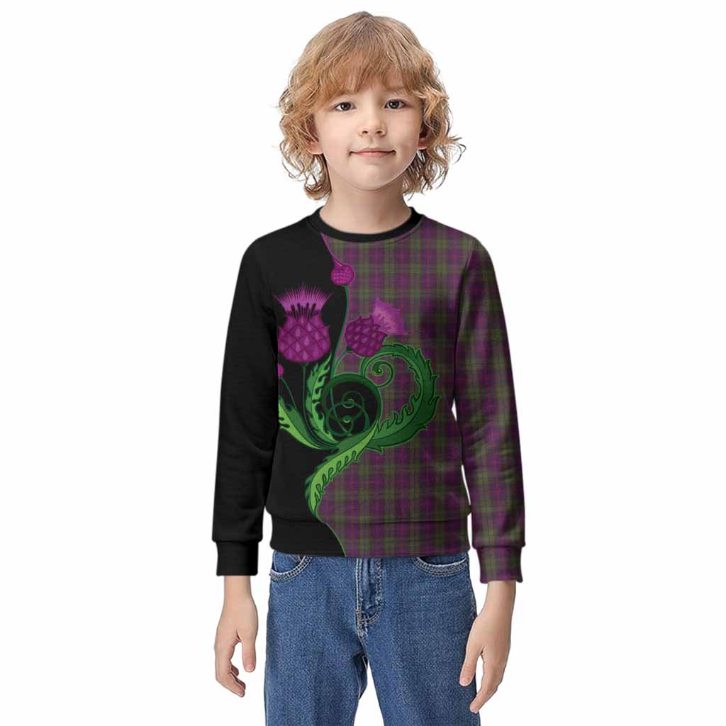 Urquhart Tartan Kid Knitted Sweatshirt Traditional Scottish Thistle