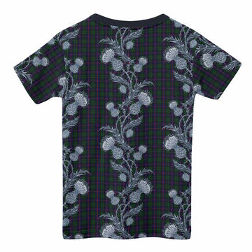 Urquhart Tartan Kid T-shirt Seamless Scottish Thistle Flowers
