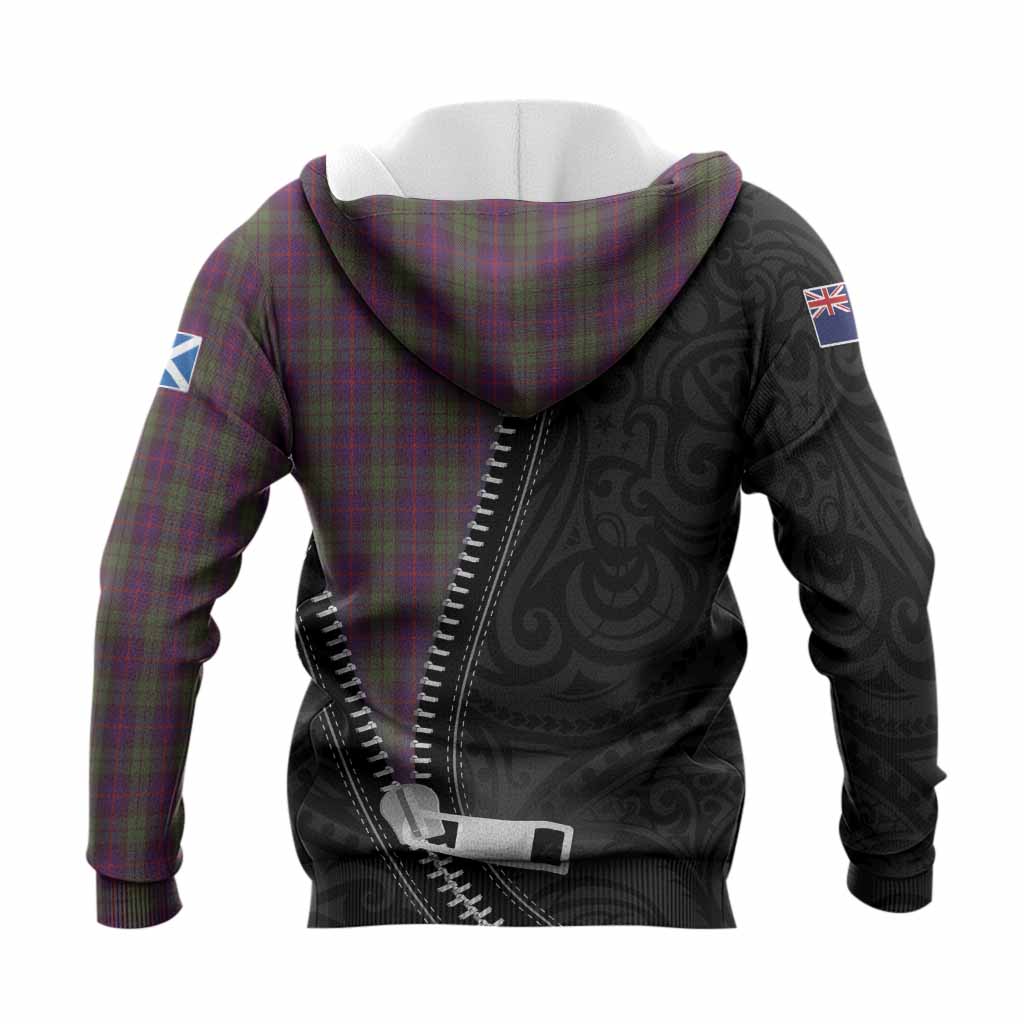 Urquhart Tartan Knitted Hoodie New Zealand Pattern Unique Zipper Stylized